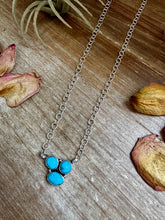 Load image into Gallery viewer, 3-Stone Small Cluster Necklace – Kingman Turquoise – 17.5"
