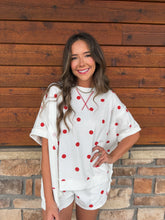 Load image into Gallery viewer, polka dot top red
