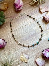 Load image into Gallery viewer, 14” Bronze Seed Bead Necklace with Real Turquoise rondelle
