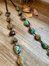Load image into Gallery viewer, 34-Inch Long Turquoise Nugget &amp; Brown Shell Necklace
