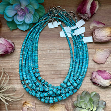 Load image into Gallery viewer, 19” Graduated Turquoise Heishi Necklace – 5mm Saucers
