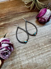 Load image into Gallery viewer, Mixed Turquoise &amp; Spiny Oyster Teardrop Earrings – Sterling Silver Pearls
