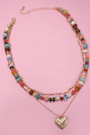 beaded heart necklace