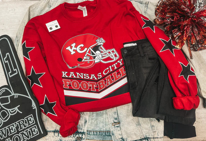 KANSAS CITY FOOTBALL STARS SLEEVE SWEATSHIRT (RED)