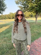 Load image into Gallery viewer, striped cardigan - olive
