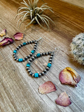 Load image into Gallery viewer, Real turquoise dangle earrings &amp; 6 mm Sterling silver pearls
