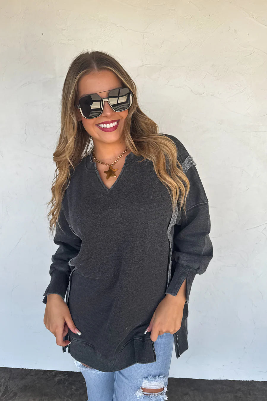 PREORDER- THE COMFY CUT SWEATSHIRT black