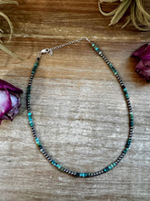 Load image into Gallery viewer, African Turquoise &amp; Sterling Silver Pearl Choker – 3mm
