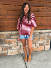Load image into Gallery viewer, starstruck stripe top - burgundy
