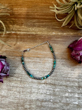 Load image into Gallery viewer, African Turquoise &amp; Sterling Silver Pearl Bracelet – 3mm
