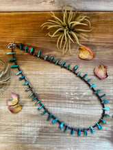Load image into Gallery viewer, 24 inch long shell and turquoise necklace
