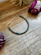Load image into Gallery viewer, African Turquoise &amp; Sterling Silver Pearl Bracelet – 3mm
