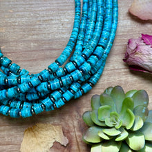 Load image into Gallery viewer, 19” Graduated Turquoise Heishi Necklace – 5mm Saucers
