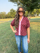 Load image into Gallery viewer, polka dot top - burgundy
