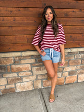 Load image into Gallery viewer, starstruck stripe top - burgundy
