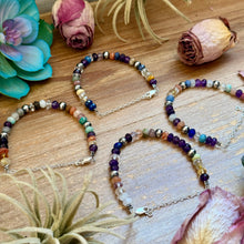 Load image into Gallery viewer, 6.25” Mixed Gemstone Bracelet – 6mm Sterling Silver Pearls
