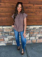 Load image into Gallery viewer, gingham top - maroon
