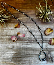 Load image into Gallery viewer, 23 inch graduated Sterling Silver Pearls hoop necklace
