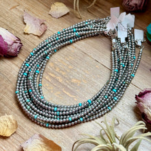Load image into Gallery viewer, 15” Variscite Turquoise Heishi Necklace –  4mm Silver Plated beads
