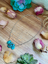 Load image into Gallery viewer, 15” Turquoise Teardrop Chain Necklace – Silver Plated Paperclip
