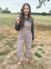 Load image into Gallery viewer, pinstripe overalls - brown

