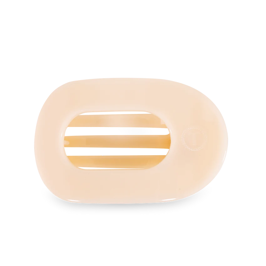 teleties almond beige large flat round clip