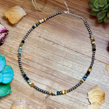 Load image into Gallery viewer, 16” Golden Tiger Eye Necklace – Sterling Silver Pearls

