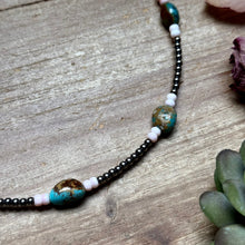 Load image into Gallery viewer, 15” Pink Conch &amp; Turquoise Necklace – Sterling Silver
