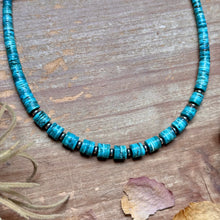 Load image into Gallery viewer, 19” Graduated Turquoise Heishi Necklace – 5mm Saucers
