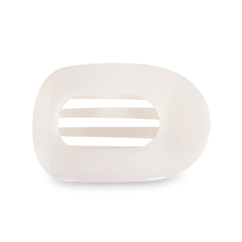teleties coconut white large flat round clip