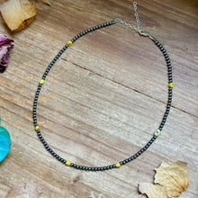 Load image into Gallery viewer, 15” Palomino Turquoise Necklace – Sterling Silver Pearls
