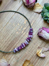 Load image into Gallery viewer, 14.5” Lepidolite Necklace – 3mm Sterling Silver Pearls &amp; Saucers
