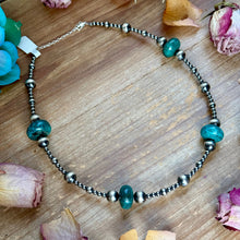 Load image into Gallery viewer, 18.5” Turquoise Necklace – Sterling Silver Pearls
