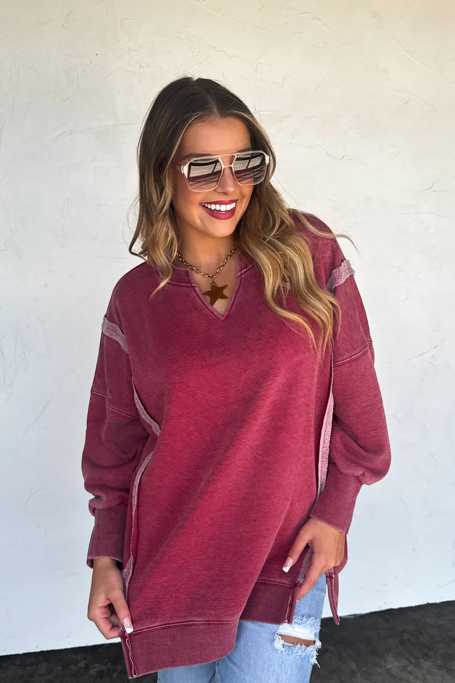 PREORDER- THE COMFY CUT SWEATSHIRT wine