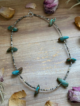 Load image into Gallery viewer, 22” Chunky Turquoise &amp; Dark Brown Shell Heishi Necklace
