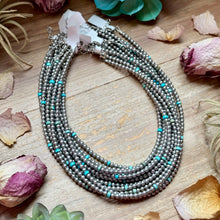 Load image into Gallery viewer, 15” Variscite Turquoise Heishi Necklace –  4mm Silver Plated beads
