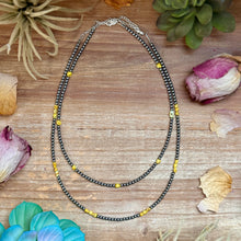 Load image into Gallery viewer, 15” Palomino Turquoise Necklace – Sterling Silver Pearls
