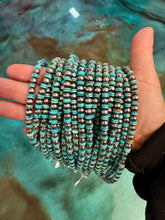 Load image into Gallery viewer, Sterling Silver &amp; Turquoise Heishi Necklace – 16.5” – 6 mm Sterling Pearls
