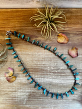 Load image into Gallery viewer, 24 inch long shell and turquoise necklace
