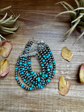 Load image into Gallery viewer, 5mm Sterling Silver Pearl &amp; Faceted Turquoise Bracelet
