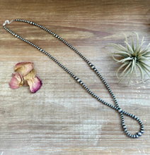 Load image into Gallery viewer, 23 inch graduated Sterling Silver Pearls hoop necklace
