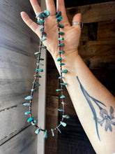 Load image into Gallery viewer, 24 inch long shell and turquoise necklace
