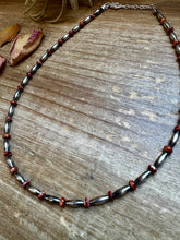 Load image into Gallery viewer, 14-Inch Sterling Silver Torpedo &amp; Spiny Oyster Heishi Choker
