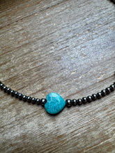 Load image into Gallery viewer, 15-Inch Peruvian Amazonite Heart Necklace – 5 Hearts, Handmade with Sterling Silver Pearls
