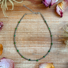 Load image into Gallery viewer, Green Turquoise Glass Seed Bead Necklace – 14 Inch
