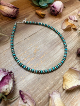 Load image into Gallery viewer, Sterling Silver &amp; Turquoise Heishi Necklace – 16.5” – 6 mm Sterling Pearls

