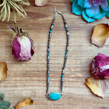 Load image into Gallery viewer, Sterling Silver &amp; Turquoise Choker – 13” + Extender
