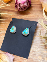 Load image into Gallery viewer, Sterling Silver Sonoran Mountain Turquoise Stud Earrings – Handmade by Artist Jason Ogg
