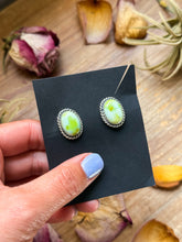 Load image into Gallery viewer, Sterling Silver Palomino Variscite Stud Earrings, Artist Jason Ogg
