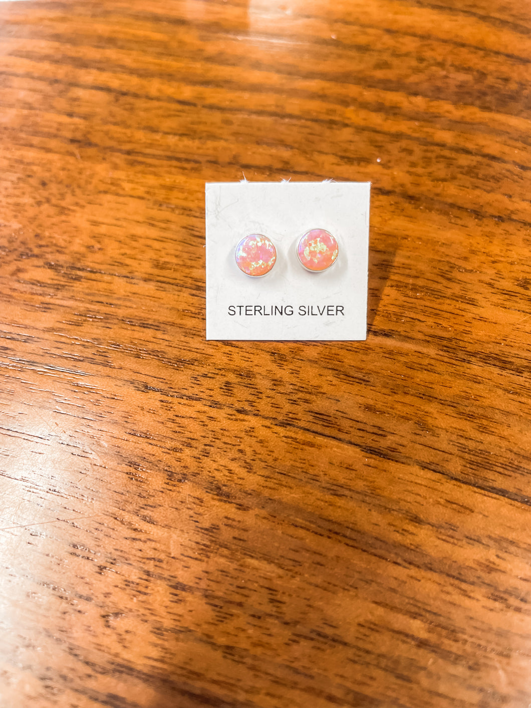 pink opal stud earrings